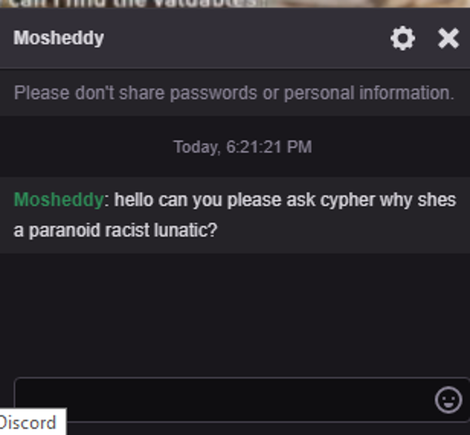 Mosheddy DMing another Twitch user about DePass